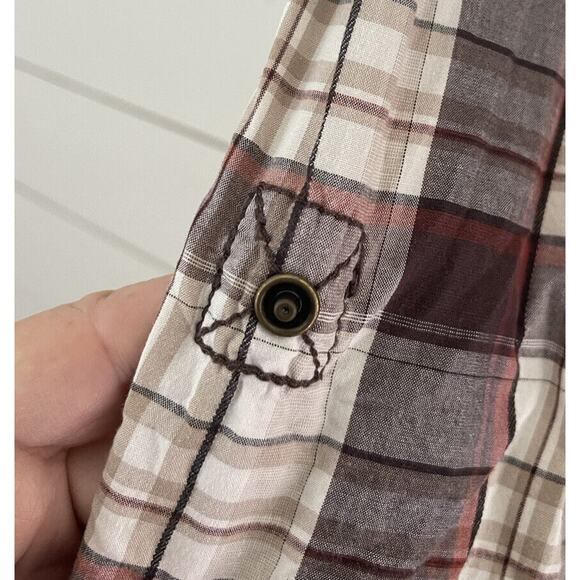 BKE Mens Pearl Snap Western Shirt Athletic Fit Long Sleeves Brown Stitched Large - Picture 6 of 8